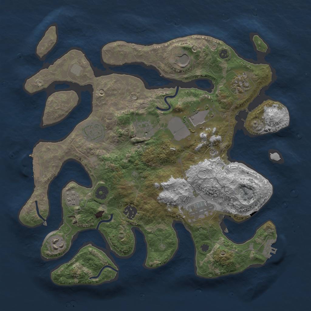 Rust Map: Procedural Map, Size: 3500, Seed: 1700416276, 17 Monuments