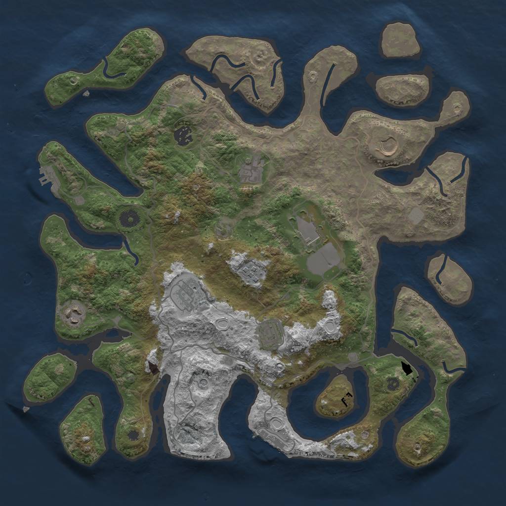 Rust Map: Procedural Map, Size: 4000, Seed: 973817, 16 Monuments