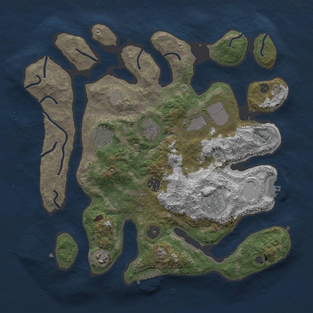 Rust Map: Procedural Map, Size: 3550, Seed: 688656, 14 Monuments