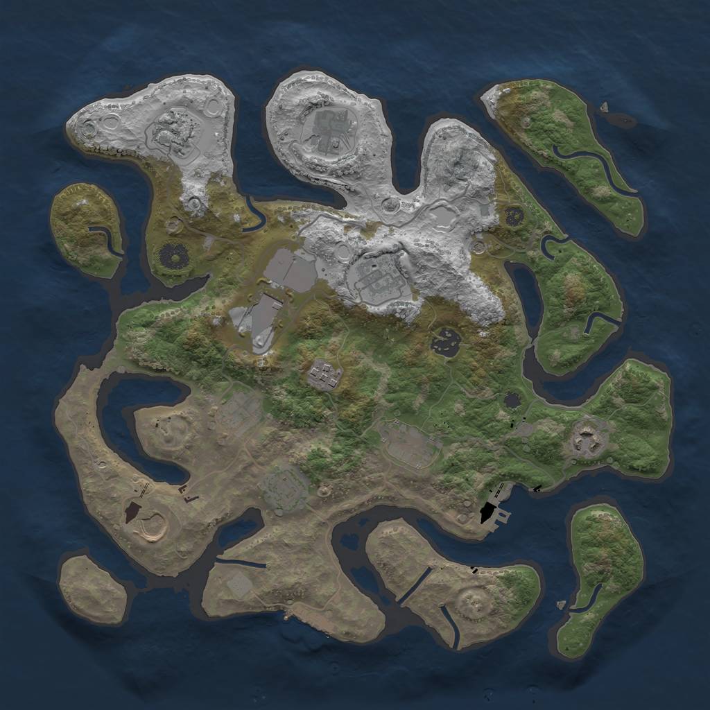 Rust Map: Procedural Map, Size: 3700, Seed: 905286172, 19 Monuments