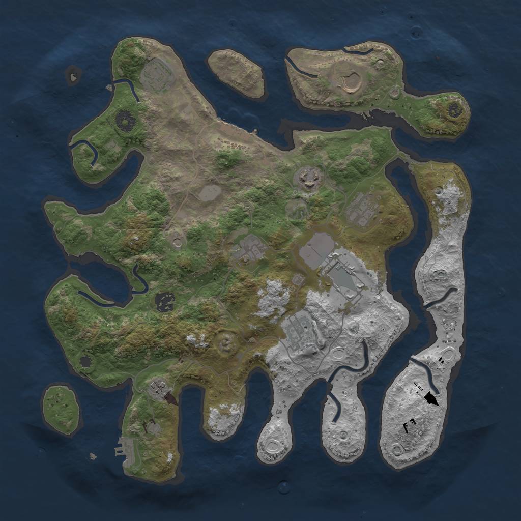 Rust Map: Procedural Map, Size: 3750, Seed: 106471998, 17 Monuments