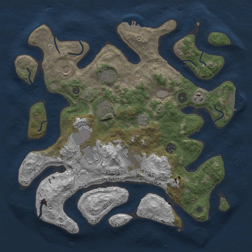 Rust Map: Procedural Map, Size: 3750, Seed: 299613791, 16 Monuments