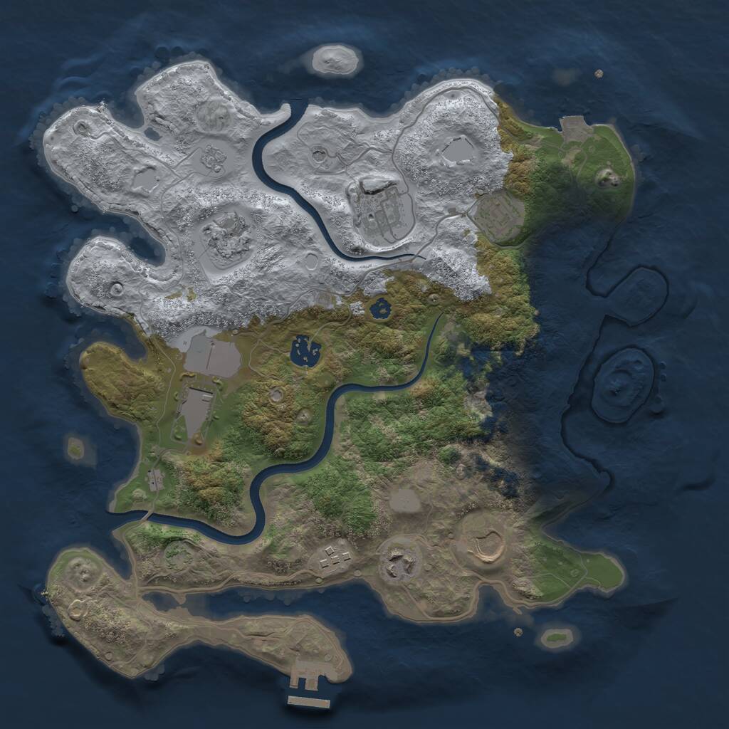 Rust Map: Procedural Map, Size: 3500, Seed: 127554796, 13 Monuments