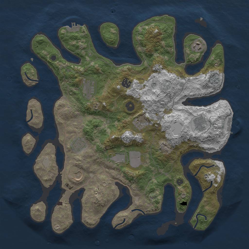 Rust Map: Procedural Map, Size: 4000, Seed: 485434, 17 Monuments