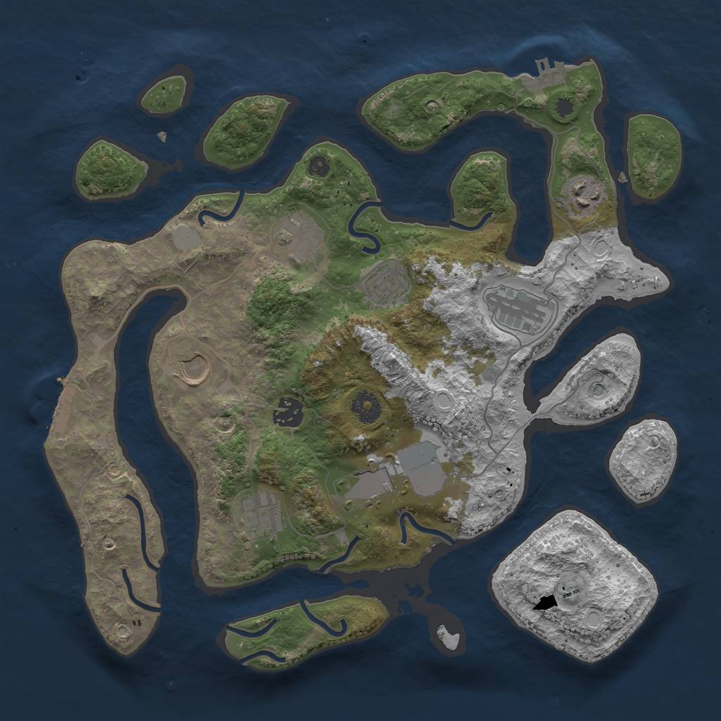 Rust Map: Procedural Map, Size: 3500, Seed: 532917157, 16 Monuments