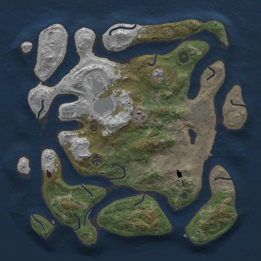 Rust Map: Procedural Map, Size: 3550, Seed: 631492, 13 Monuments