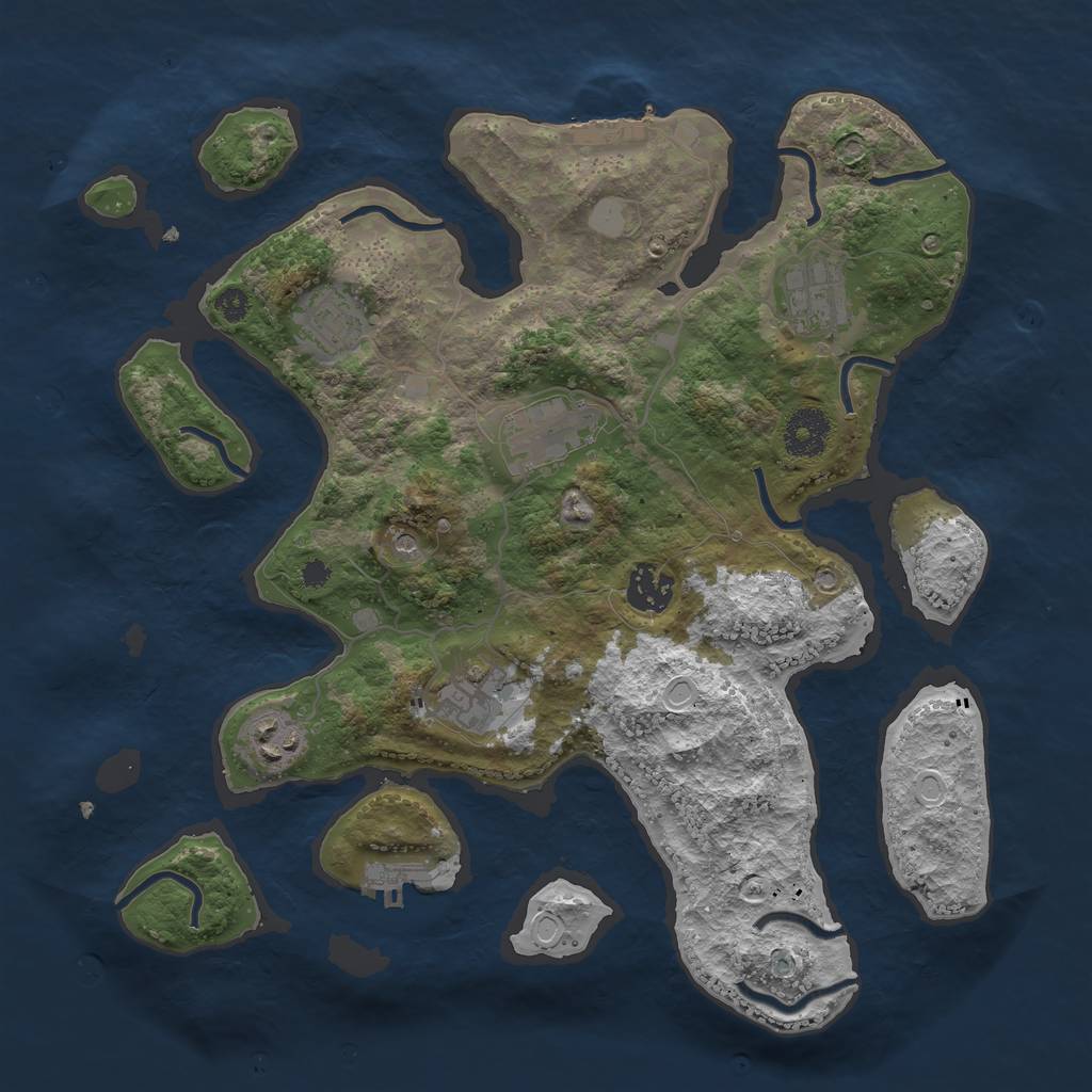 Rust Map: Procedural Map, Size: 3400, Seed: 16, 14 Monuments