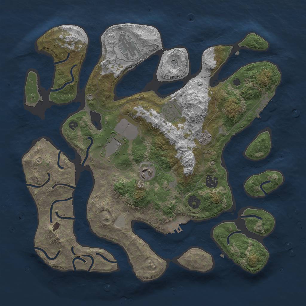 Rust Map: Procedural Map, Size: 3550, Seed: 246060, 14 Monuments