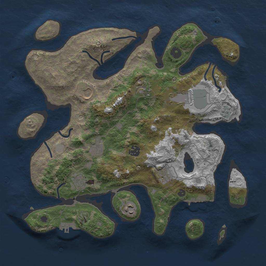 Rust Map: Procedural Map, Size: 3600, Seed: 1754837943, 17 Monuments
