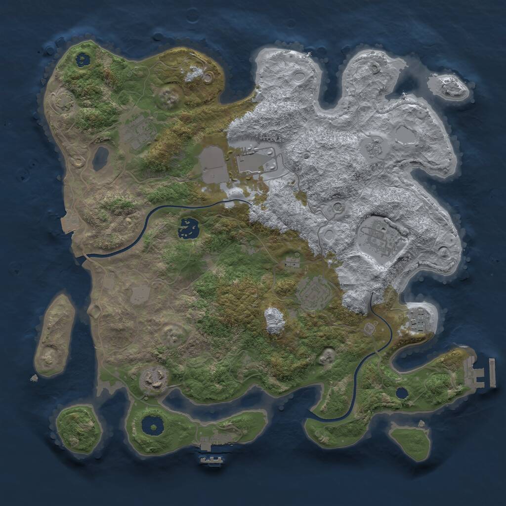 Rust Map: Procedural Map, Size: 3500, Seed: 779194781, 13 Monuments