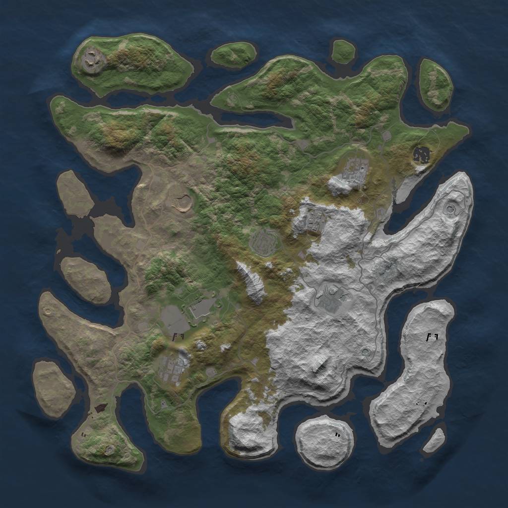 Rust Map: Barren, Size: 4355, Seed: 712372, 12 Monuments