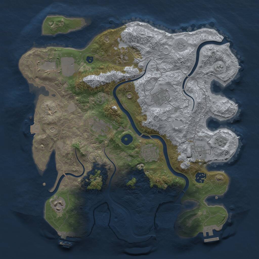 Rust Map: Procedural Map, Size: 3550, Seed: 587622, 15 Monuments