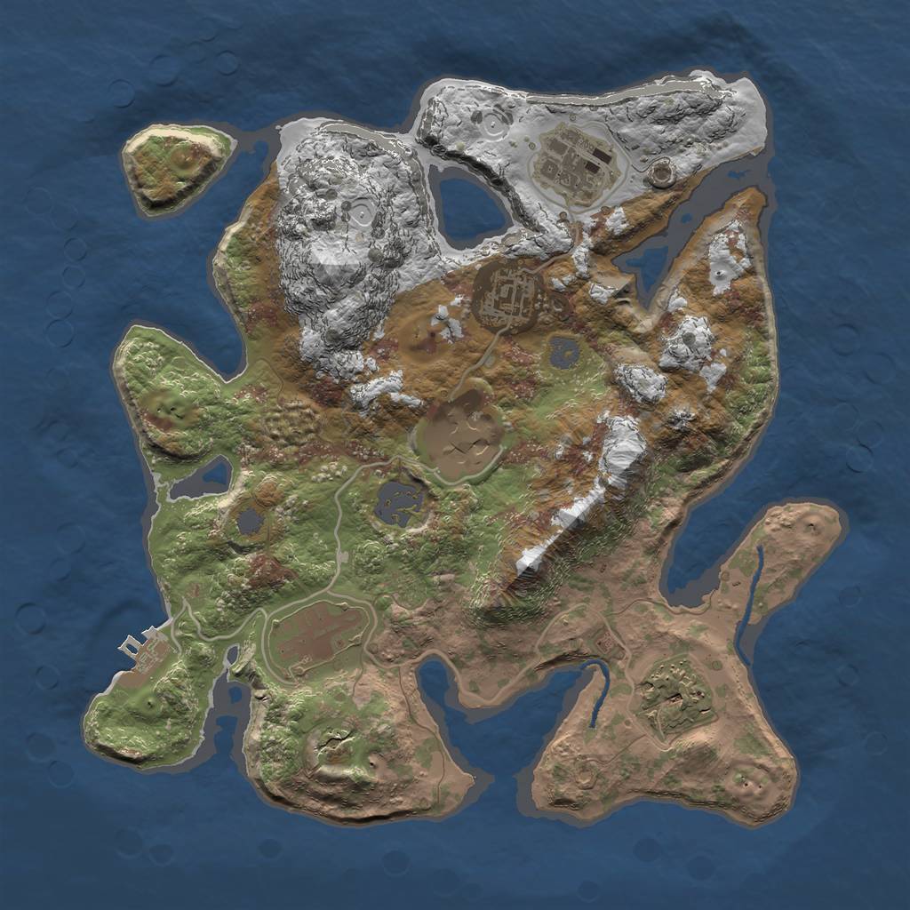 Rust Map: Procedural Map, Size: 3000, Seed: 5, 11 Monuments