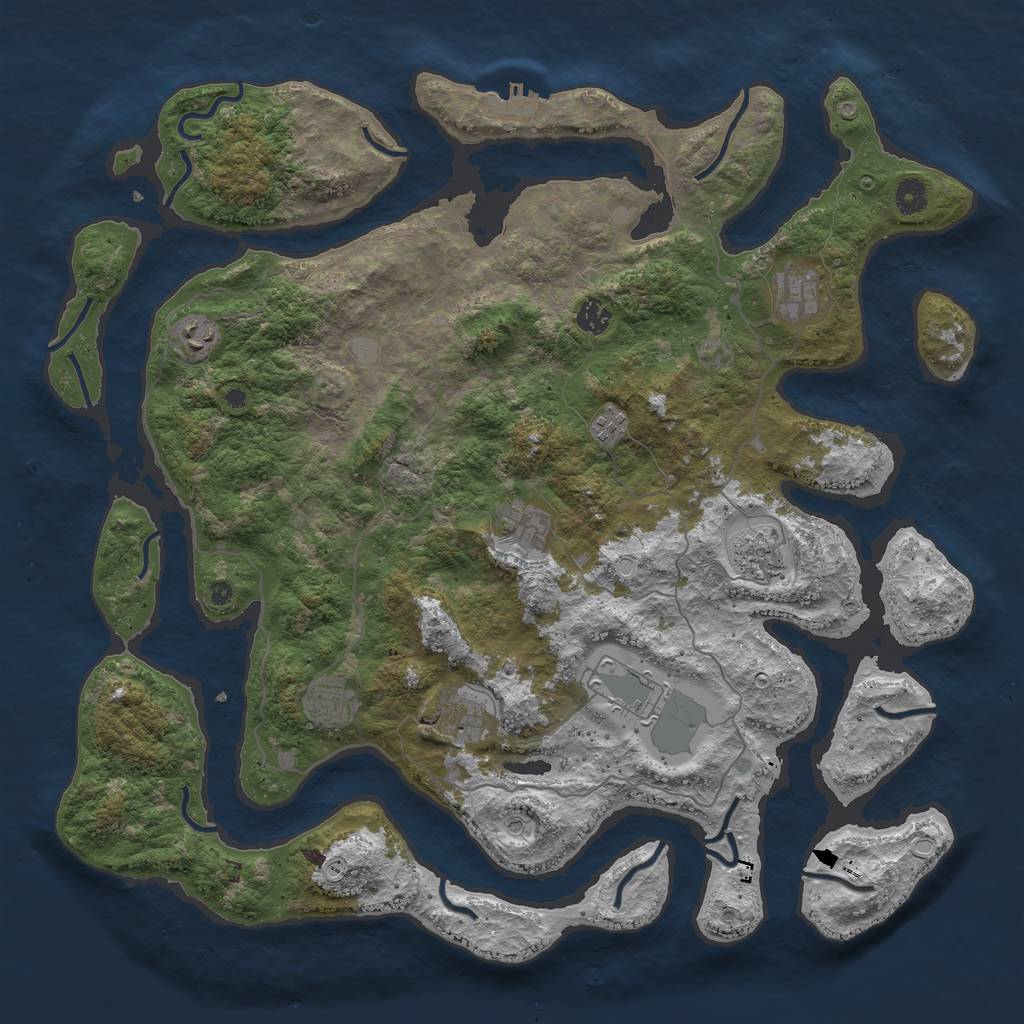 Rust Map: Procedural Map, Size: 4500, Seed: 1060265079, 16 Monuments