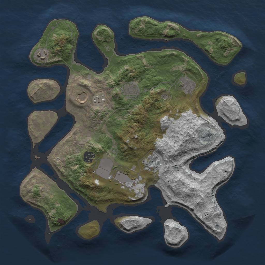 Rust Map: Barren, Size: 3500, Seed: 1555, 11 Monuments