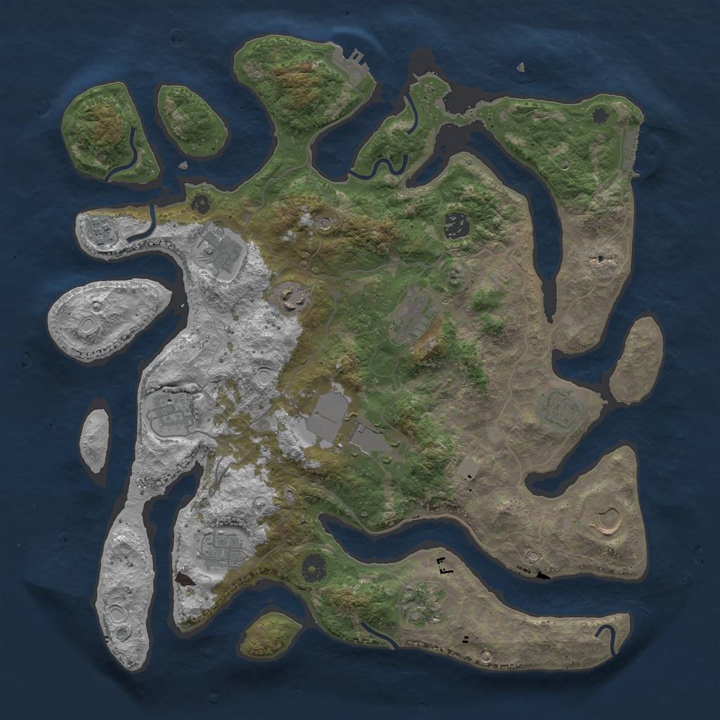 Rust Map: Procedural Map, Size: 4000, Seed: 44602400, 19 Monuments