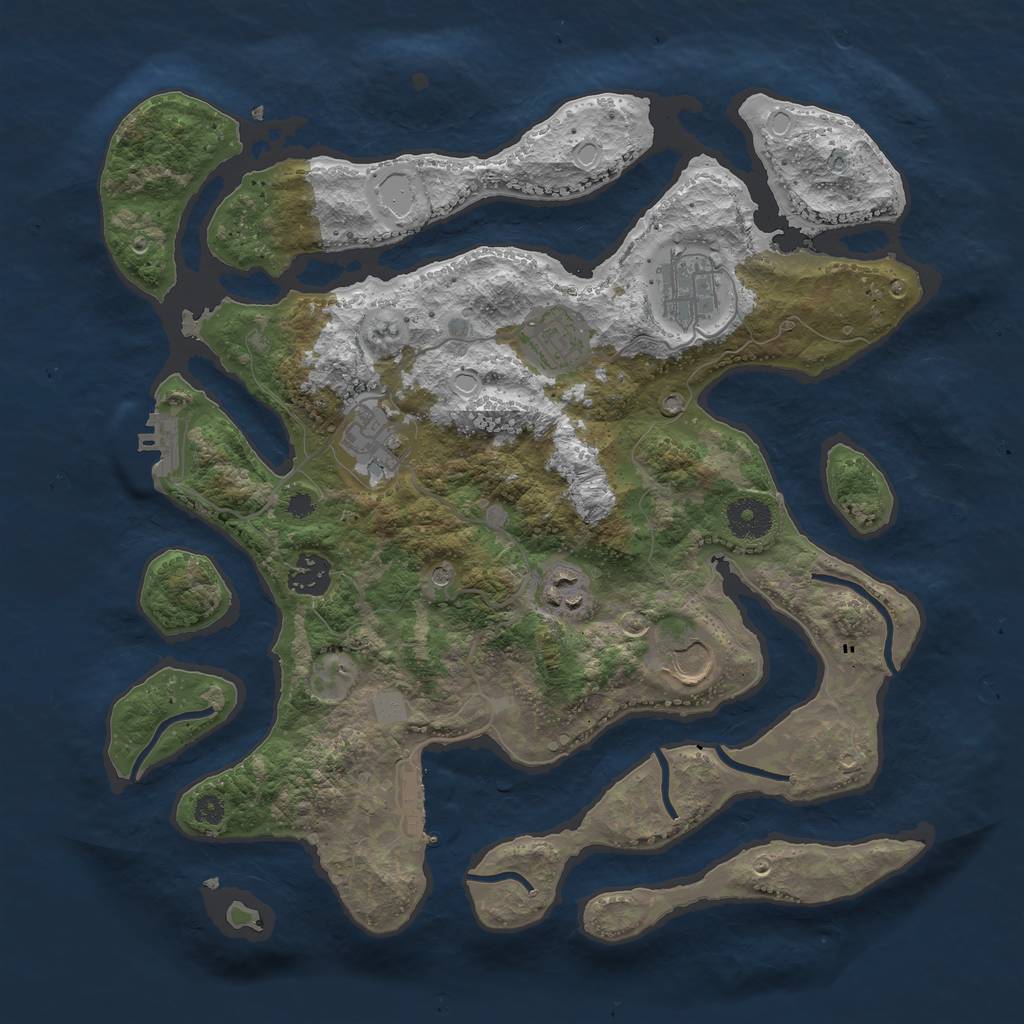 Rust Map: Procedural Map, Size: 3550, Seed: 221619, 14 Monuments