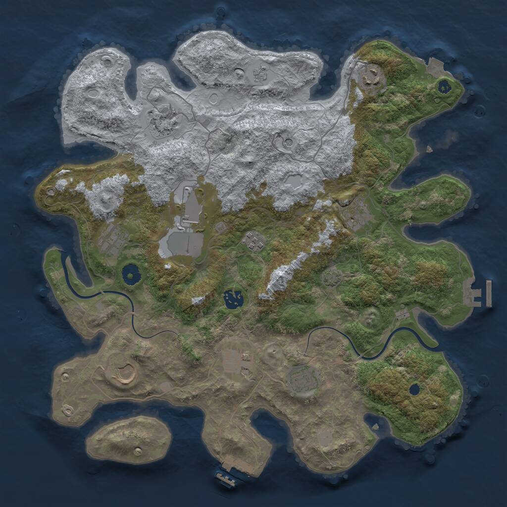 Rust Map: Procedural Map, Size: 3800, Seed: 103988004, 16 Monuments