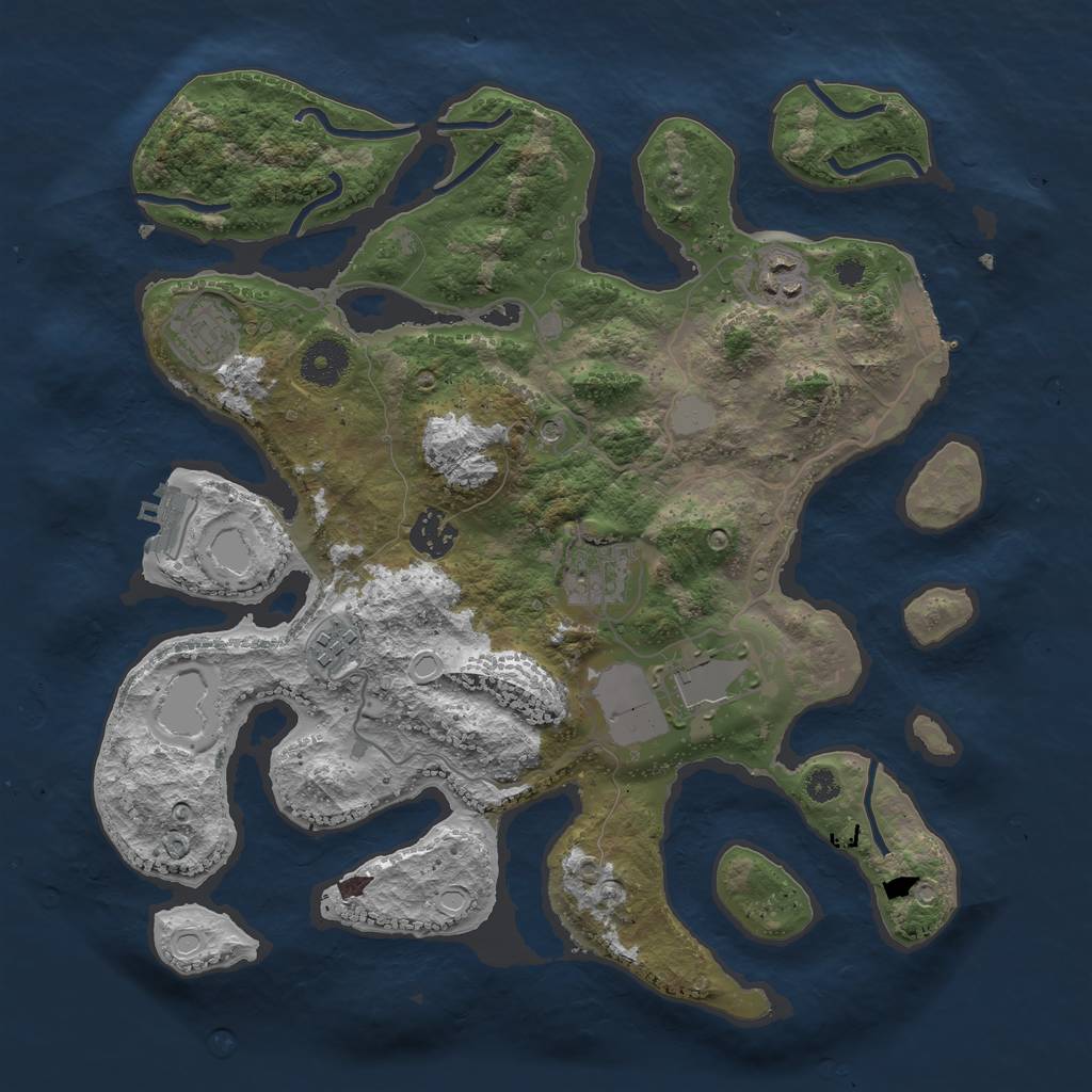Rust Map: Procedural Map, Size: 3500, Seed: 10865, 14 Monuments
