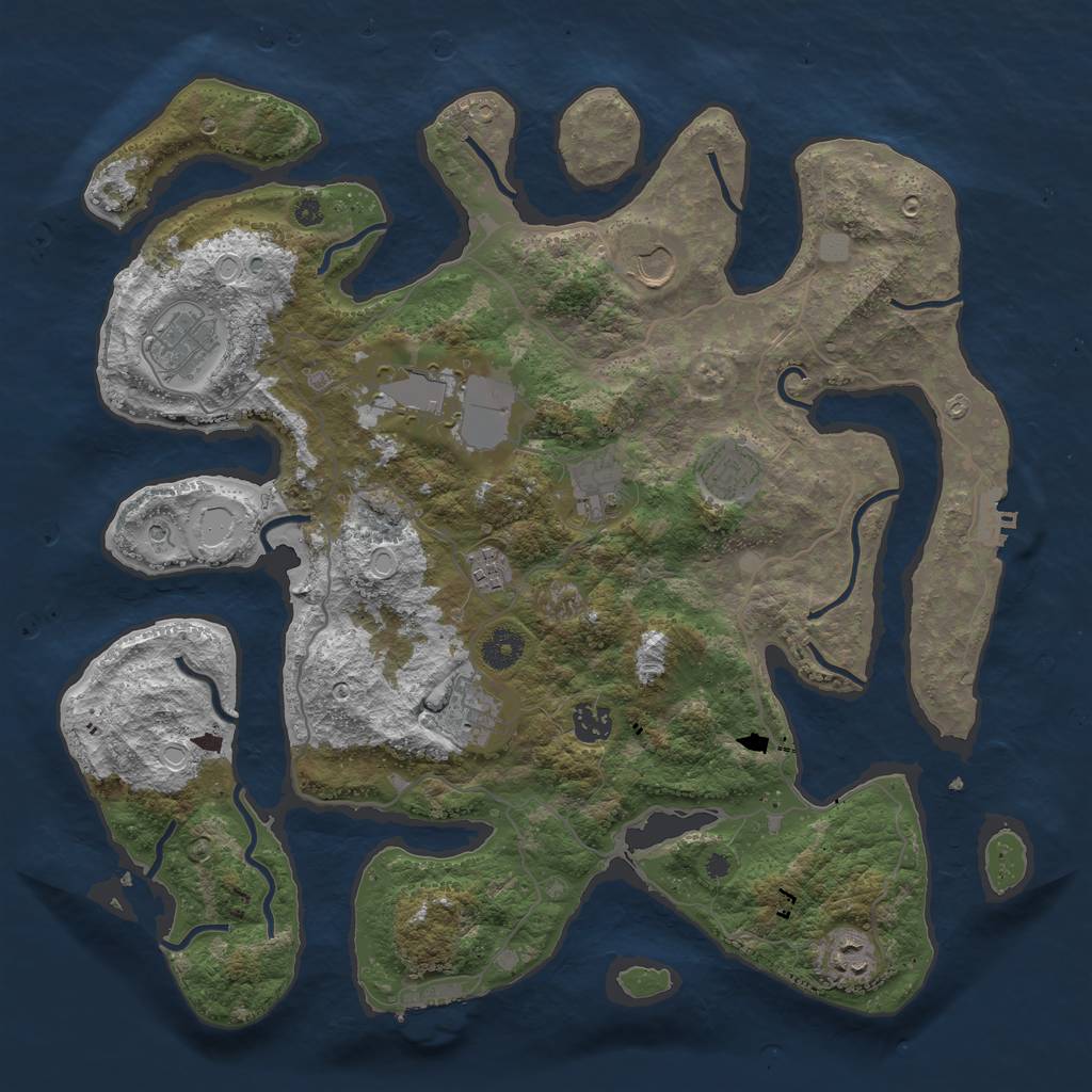 Rust Map: Procedural Map, Size: 4000, Seed: 81386, 17 Monuments