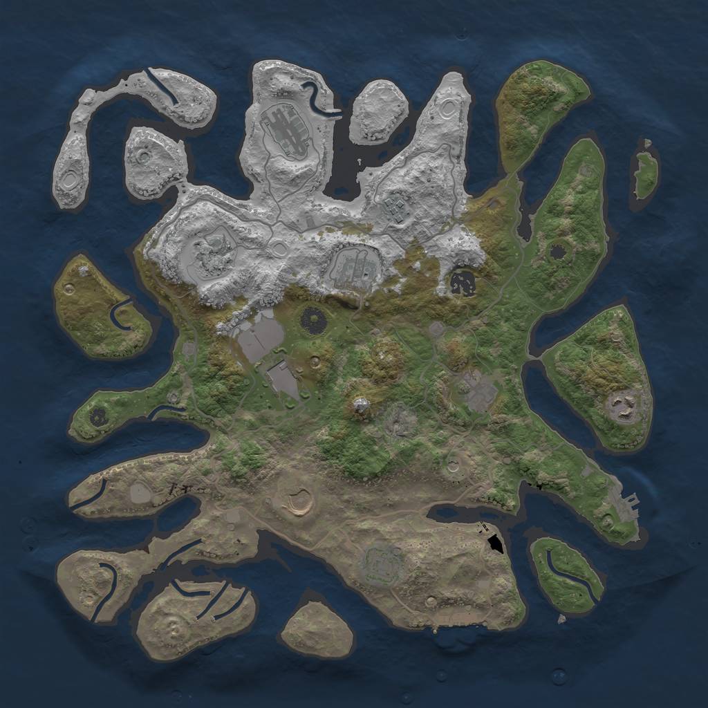 Rust Map: Procedural Map, Size: 4000, Seed: 42533, 18 Monuments
