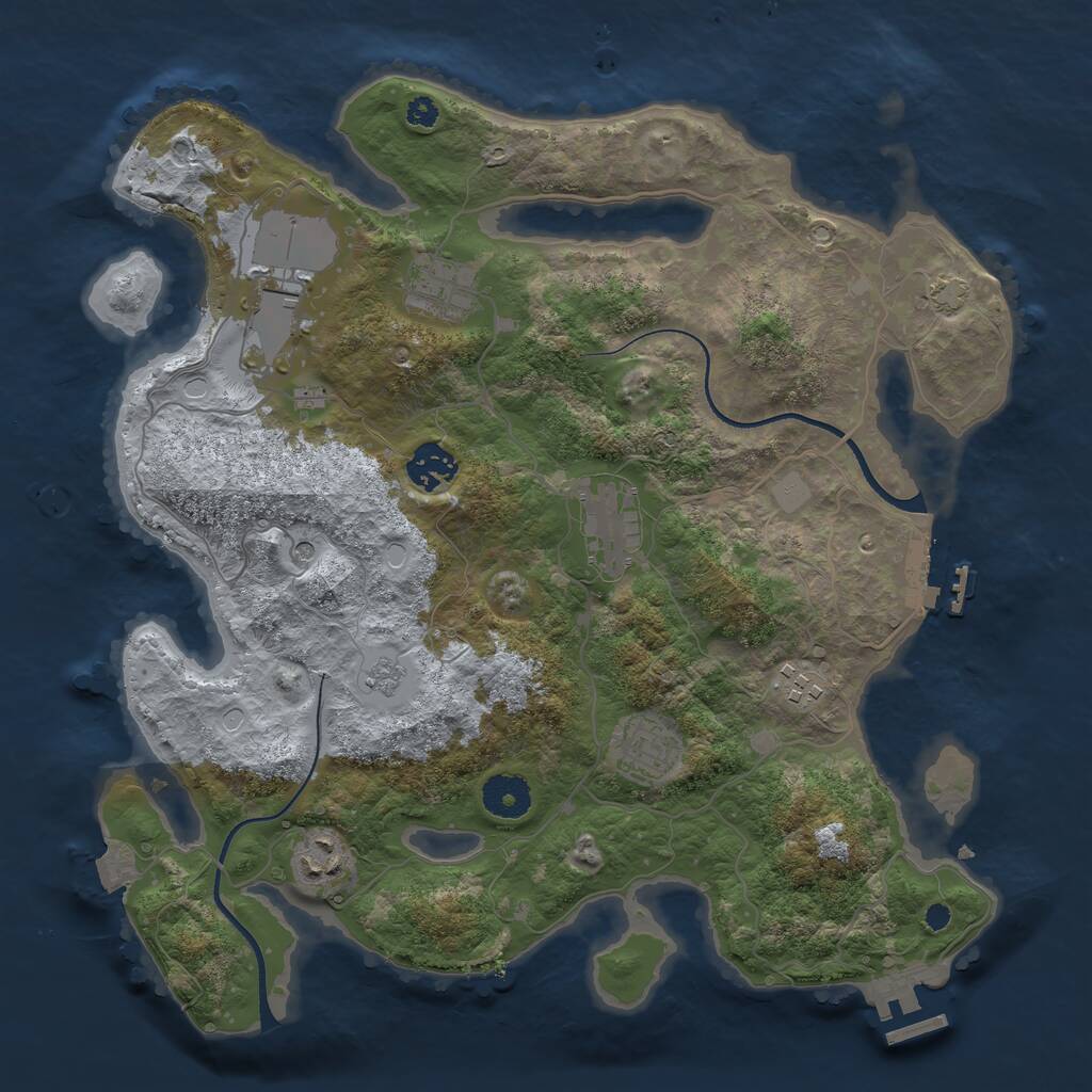 Rust Map: Procedural Map, Size: 3500, Seed: 497071492, 13 Monuments