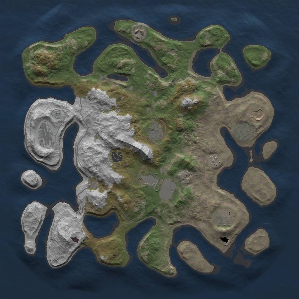 Rust Map: Barren, Size: 4000, Seed: 181221, 12 Monuments