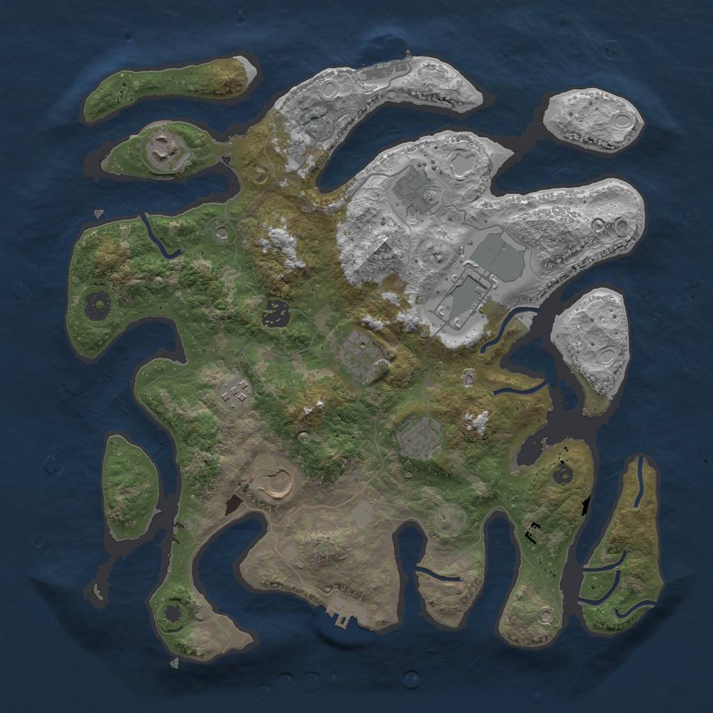 Rust Map: Procedural Map, Size: 3700, Seed: 24, 16 Monuments
