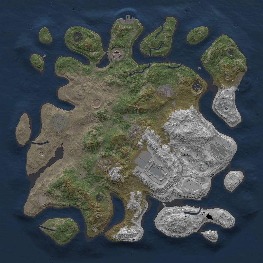 Rust Map: Procedural Map, Size: 4000, Seed: 884898, 17 Monuments