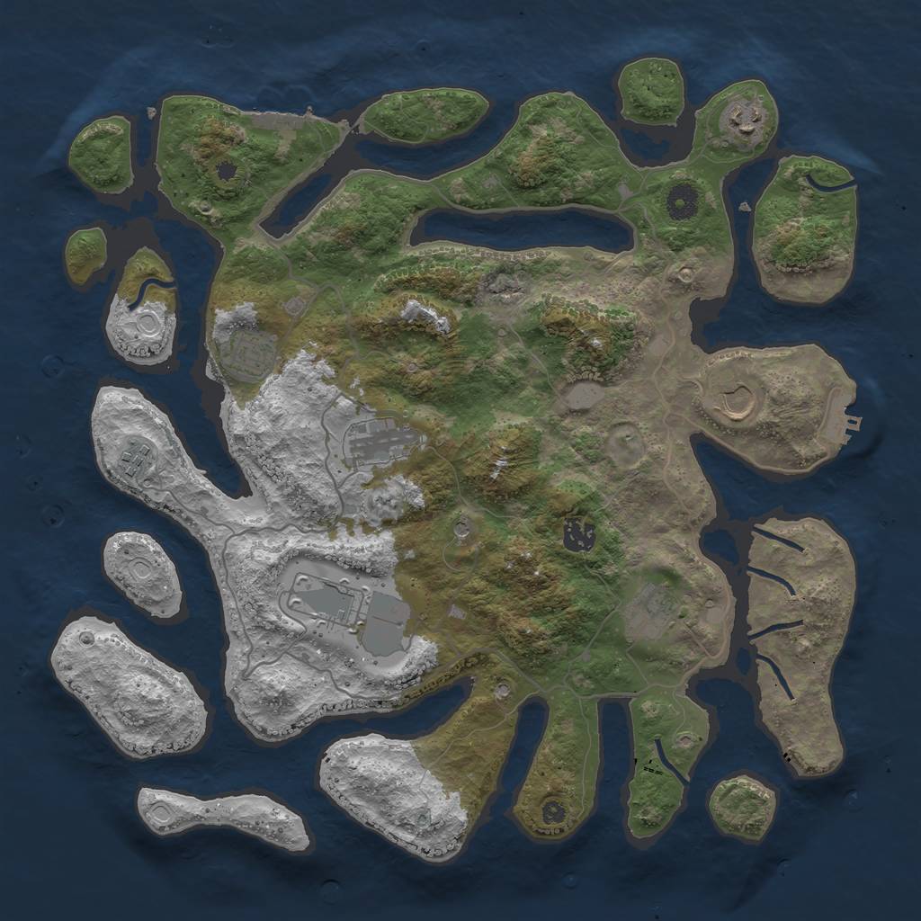 Rust Map: Procedural Map, Size: 4000, Seed: 294131, 16 Monuments