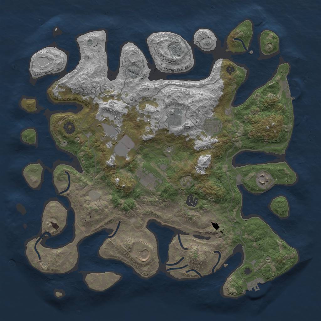 Rust Map: Procedural Map, Size: 4000, Seed: 859407845, 16 Monuments
