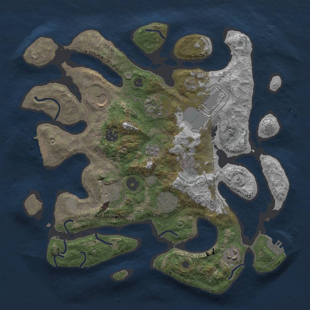 Rust Map: Procedural Map, Size: 3550, Seed: 791319, 17 Monuments