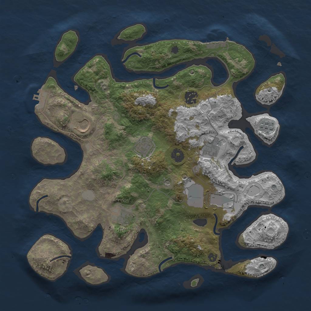Rust Map: Procedural Map, Size: 3500, Seed: 9207150, 15 Monuments