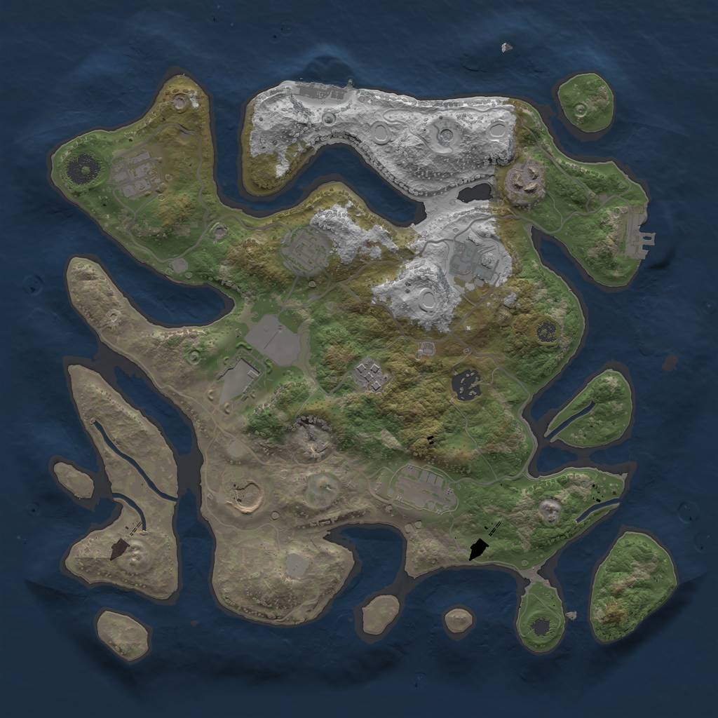 Rust Map: Procedural Map, Size: 3500, Seed: 58774, 17 Monuments