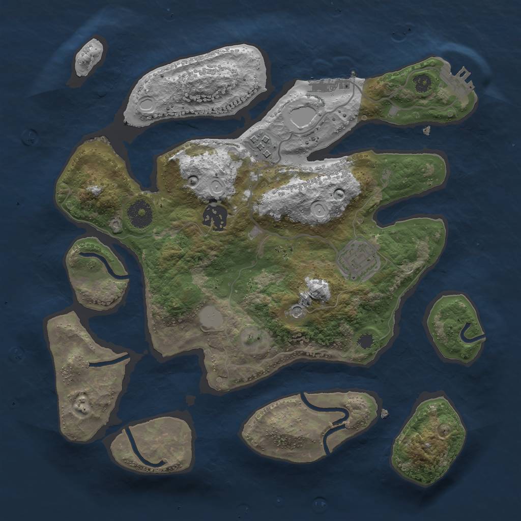 Rust Map: Procedural Map, Size: 3000, Seed: 1351, 11 Monuments