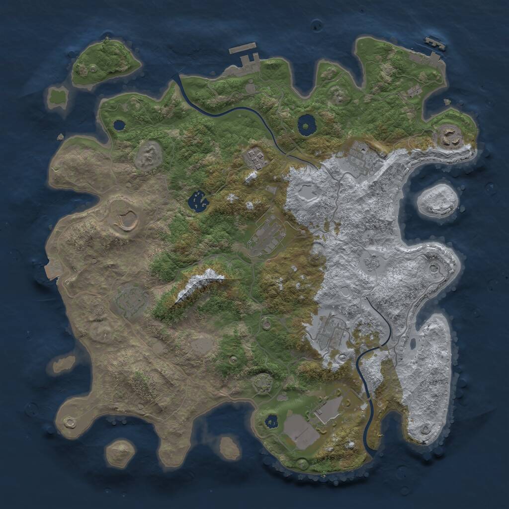 Rust Map: Procedural Map, Size: 3750, Seed: 615148, 15 Monuments