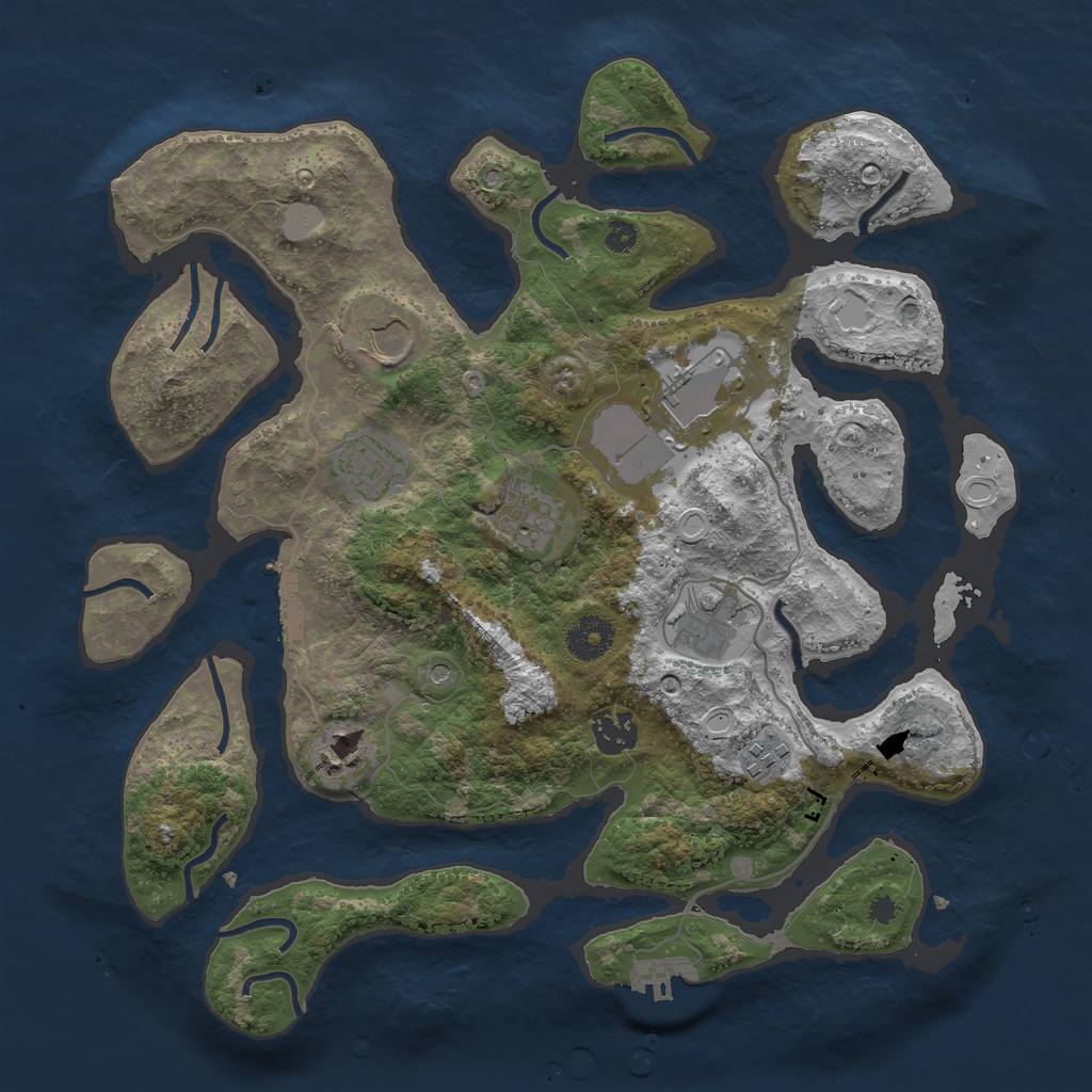 Rust Map: Procedural Map, Size: 3550, Seed: 206398, 16 Monuments