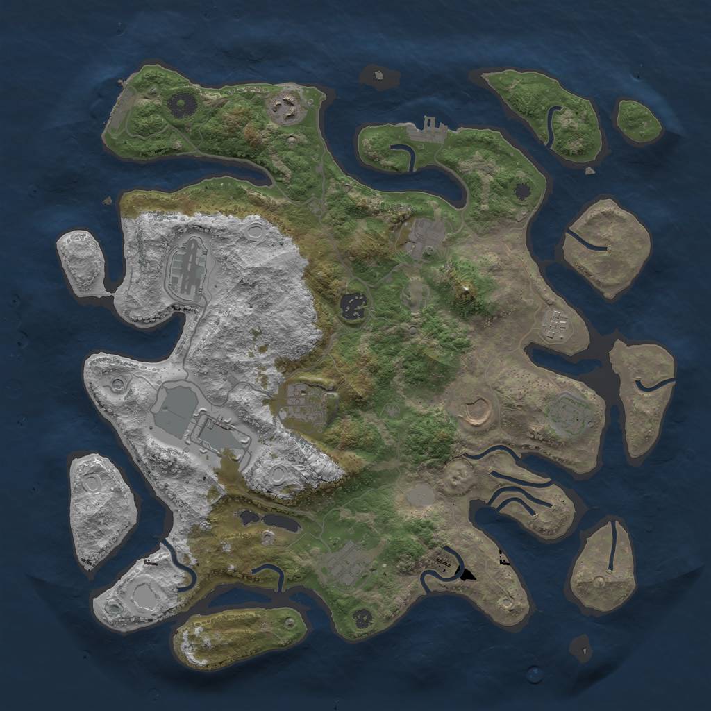 Rust Map: Procedural Map, Size: 3850, Seed: 2147124660, 18 Monuments