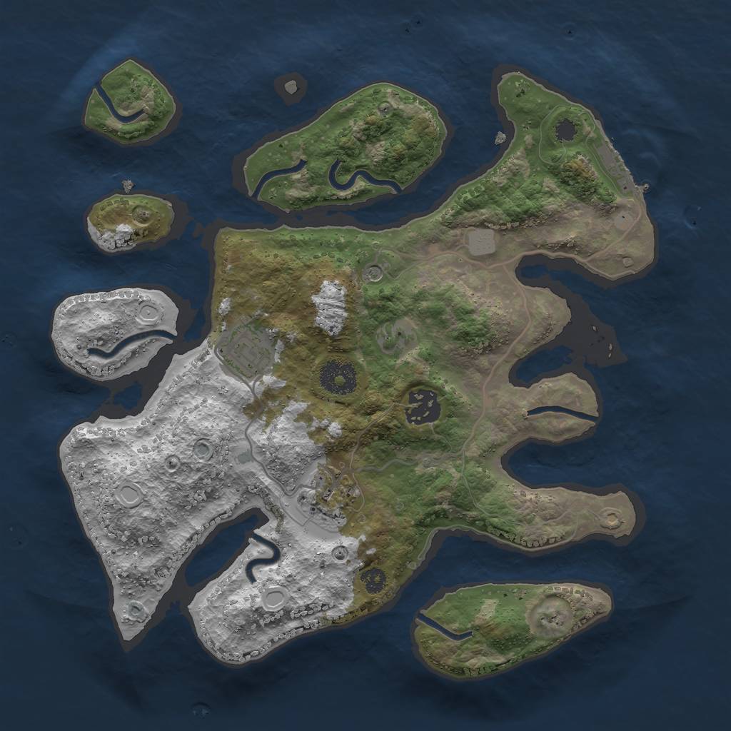 Rust Map: Procedural Map, Size: 3000, Seed: 834478, 10 Monuments