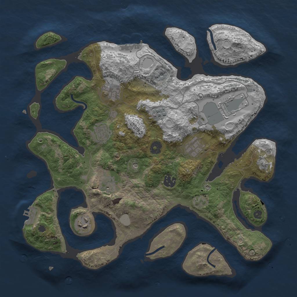 Rust Map: Procedural Map, Size: 3500, Seed: 839957916, 16 Monuments