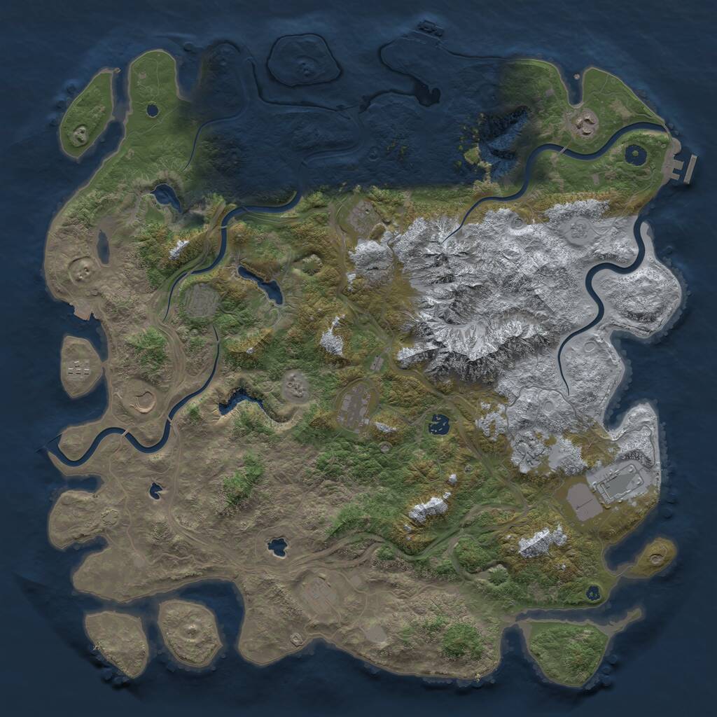 Rust Map: Procedural Map, Size: 5000, Seed: 686479, 16 Monuments