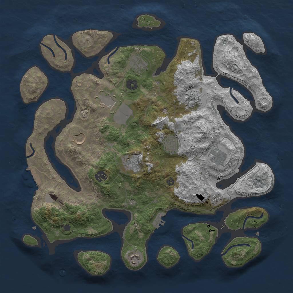 Rust Map: Procedural Map, Size: 3800, Seed: 95442133, 18 Monuments