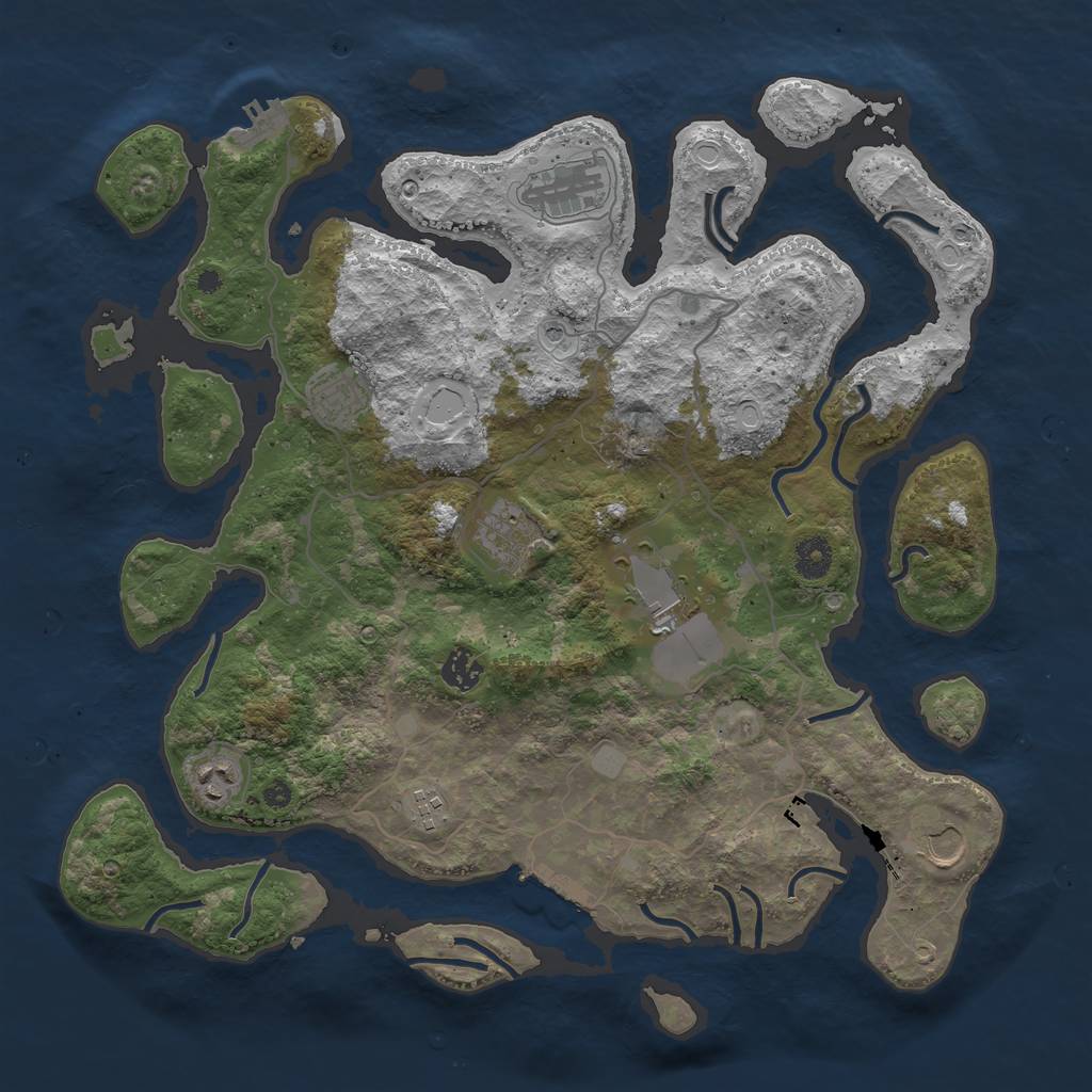Rust Map: Procedural Map, Size: 4000, Seed: 901925, 16 Monuments