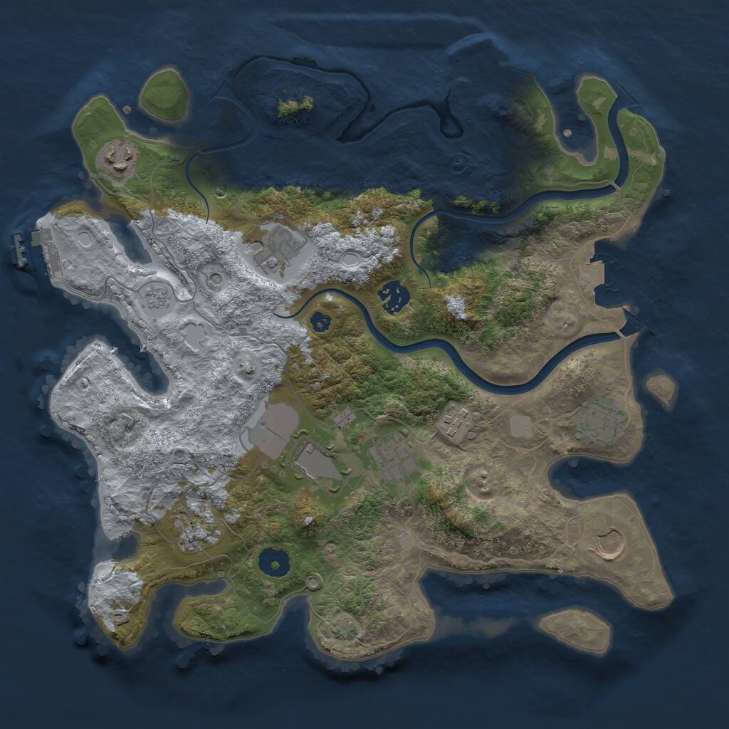 Rust Map: Procedural Map, Size: 3550, Seed: 806092, 15 Monuments