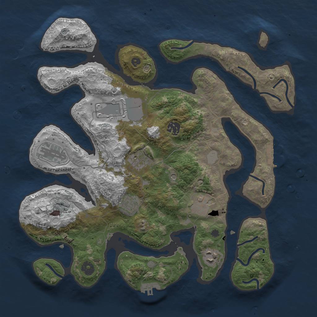 Rust Map: Procedural Map, Size: 3550, Seed: 727685, 15 Monuments
