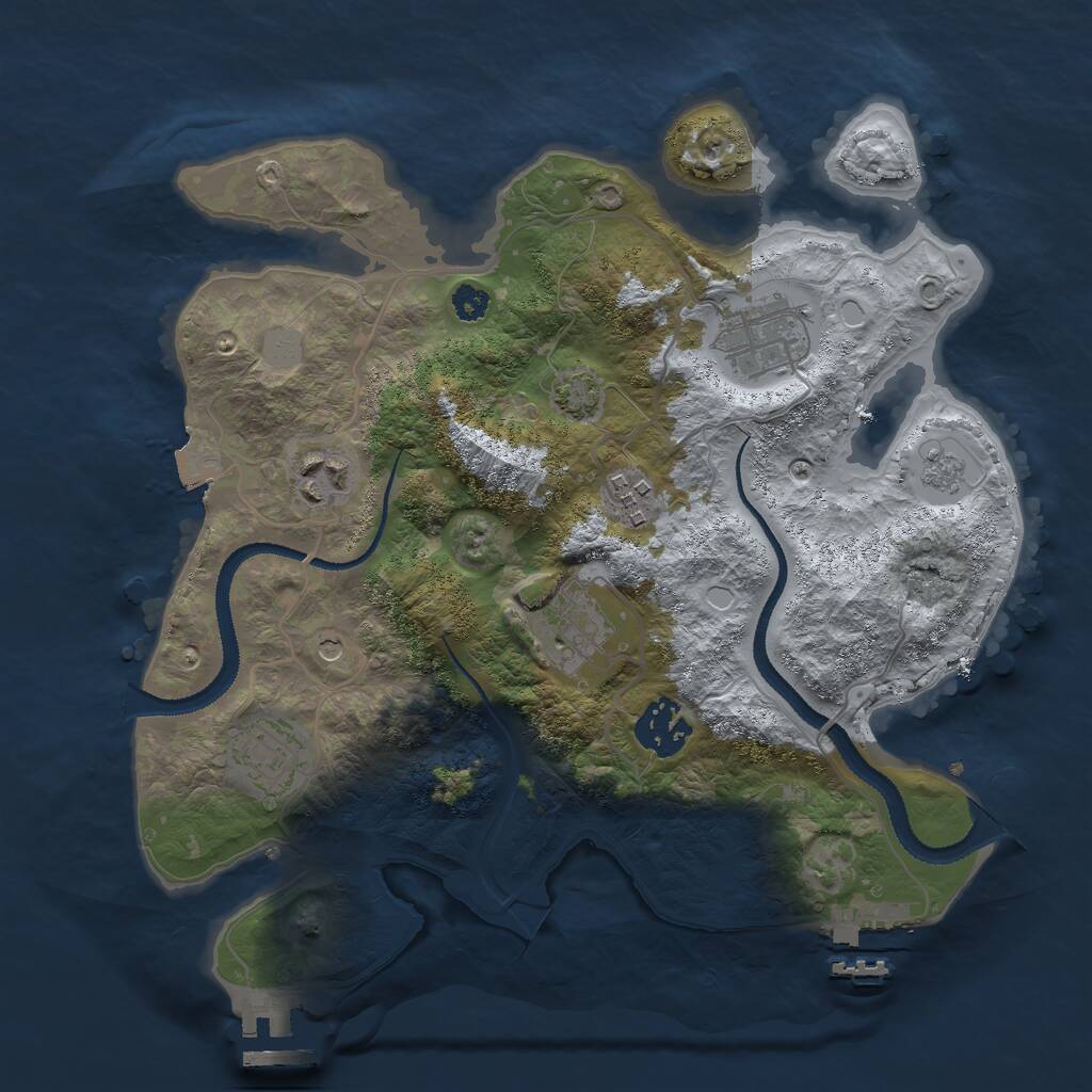 Rust Map: Procedural Map, Size: 3000, Seed: 520372, 12 Monuments