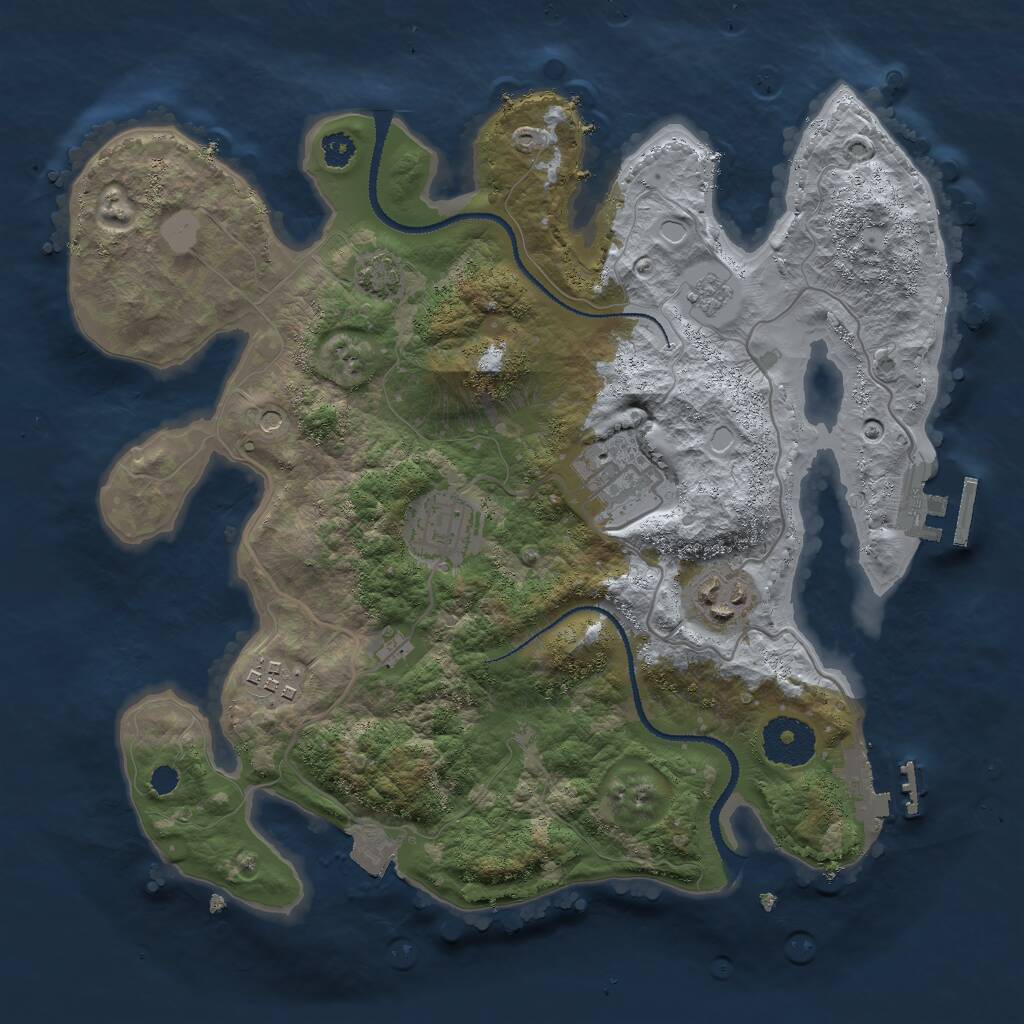 Rust Map: Procedural Map, Size: 3000, Seed: 319635, 10 Monuments