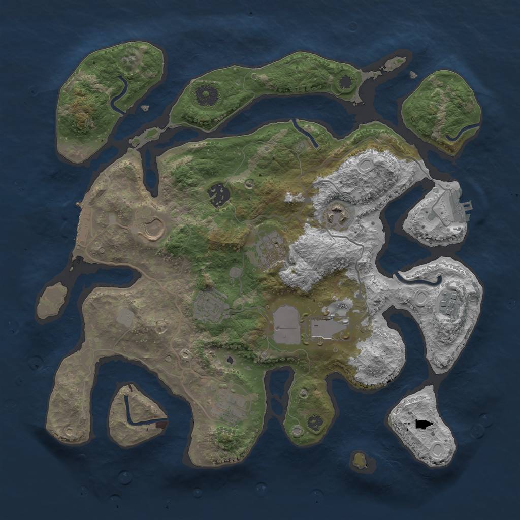 Rust Map: Procedural Map, Size: 3500, Seed: 12154566, 15 Monuments