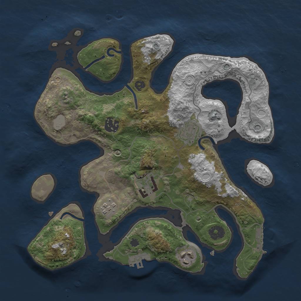 Rust Map: Procedural Map, Size: 3000, Seed: 687486, 13 Monuments
