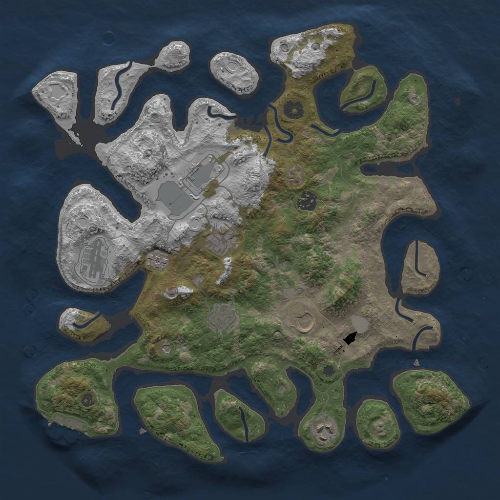 Rust Map: Procedural Map, Size: 3800, Seed: 7463637, 15 Monuments